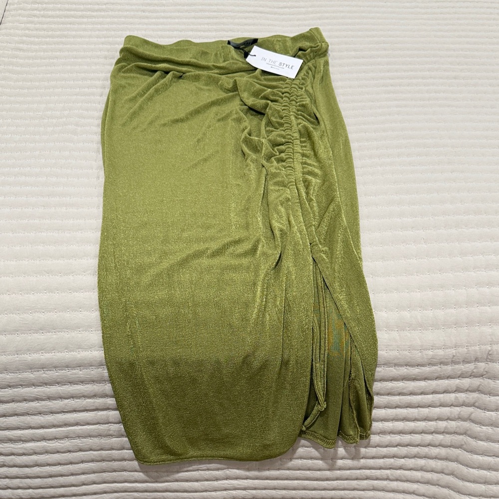 Olive Green Ruched Skirt